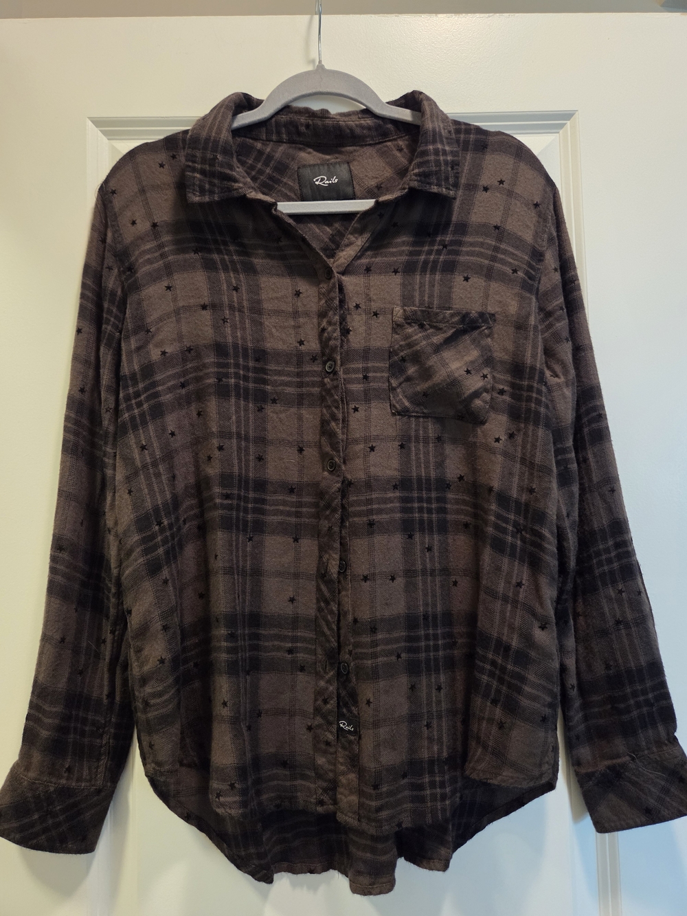 Rails Hunter Brown Plaid Star Button Down Shirt Size L